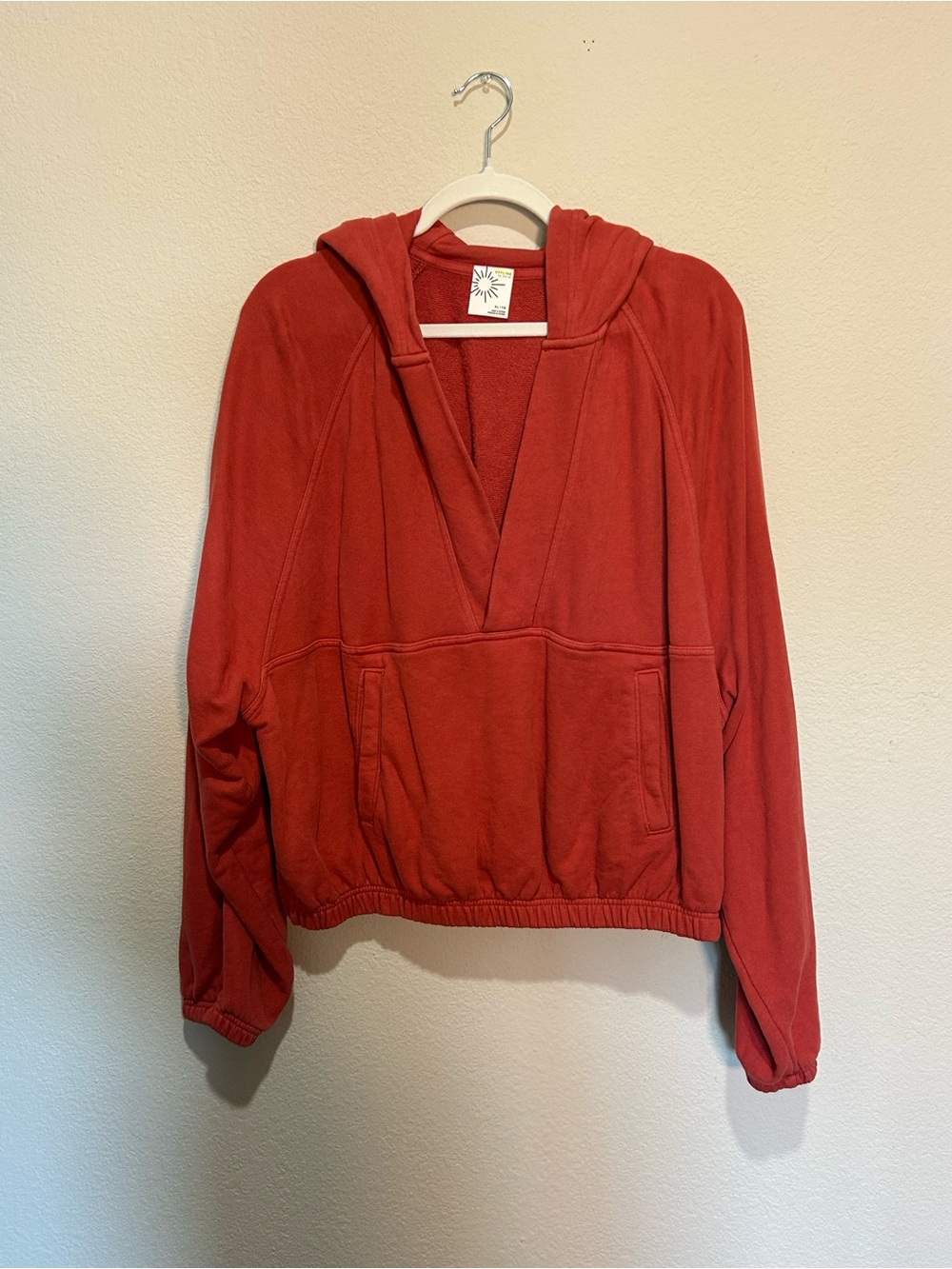 Offline by Aerie Women's Red Hooded Pullover Sweatshirt CROPPED